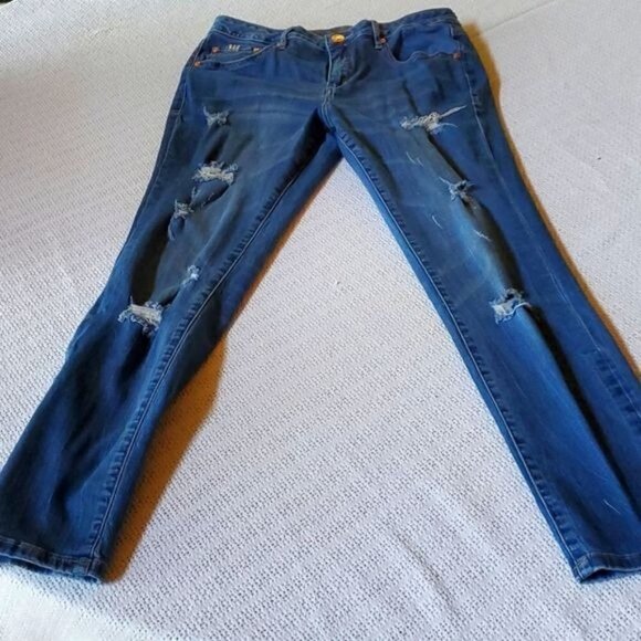 Jag Jeans Western Wear Embroidered Distressed Mid Rise Blue Sz 12 Jeans w Pocket - Picture 1 of 12